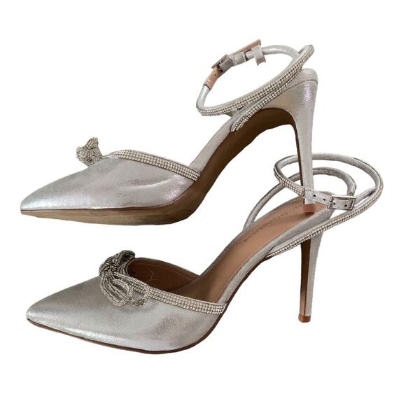 BCBG Idly Crystal Bow Ankle Strap Heel Rhinestone Size 9 NEW Pointed Toe Pump - Picture 5 of 12
